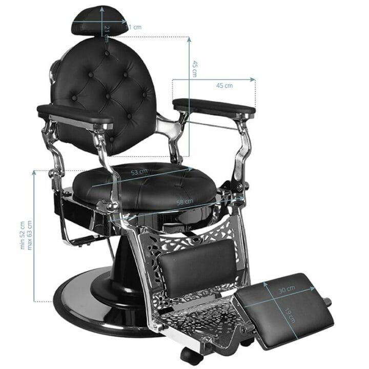 Barber chair Giulio Silver, black