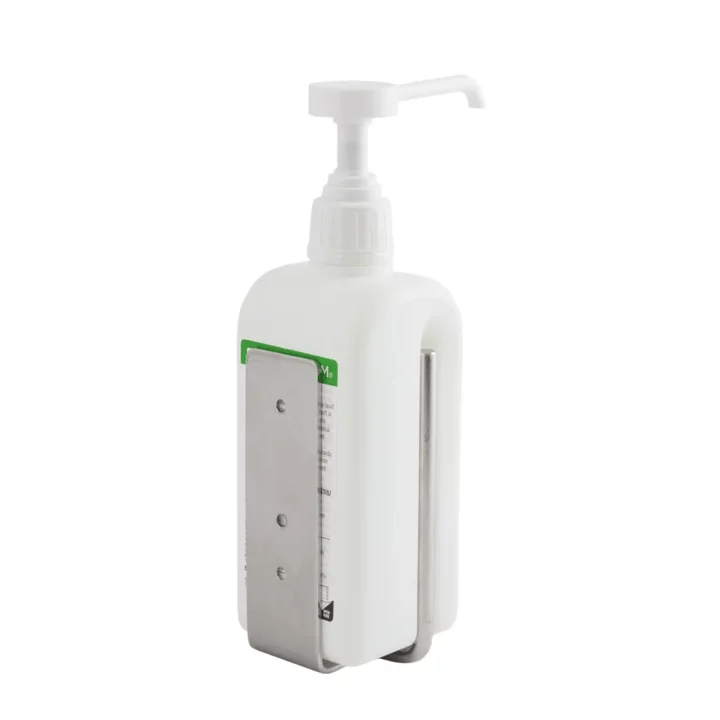 Chemi-Pharm wall mounted stainless steel holder for 0.5-1 l bottles