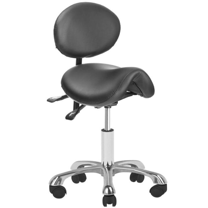 Beautician stool with back rest Filia, black