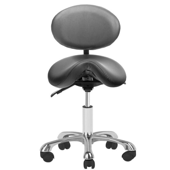 Beautician stool with back rest Filia, black - Image 2