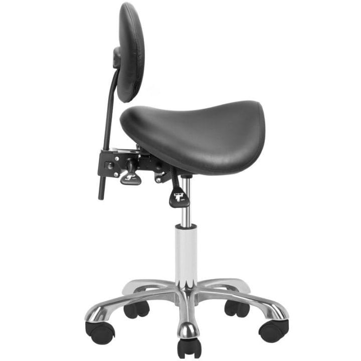 Beautician stool with back rest Filia, black - Image 3